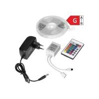 VIRONE LD-8/5M/RGB/SET LED világítókészlet bútorokhoz és dekorációhoz száraz helyiségekben 12V 100 30 led/m, 7,2W/m IP20 RGB, 5 m hosszú, RGB meghajtóval és tápegységgel.