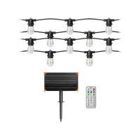 VIRONE LG-4/20M/E27/3 Napelemes világító girland - 20 m hosszú + 20 LED izzó 0,1 W E27, 3000K + 1 ingyenes izzó