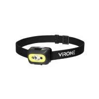 VIRONE LT-13/B LED COB + LED fejlámpa 3W érintésmentes kapcsolóval és USB töltővel, 1200 mAh akkumulátorral, fekete