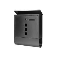 VIRONE MB-2/B HAITI postaláda újságtartóval és névtáblával, horganyzott acél, fekete