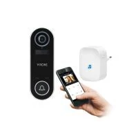 VIRONE VDB-1 LAYO Vezeték nélküli videós kapucsengő Wi-Fi-vel és vevőegységgel, Full HD videokamerával, Wi-Fi-vel és hálózati vevőegységgel, IP65-ös védettséggel, okostelefonnal való kommunikációval Tuya alkalmazással, 60 csengőhanggal