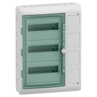 Schneider 13440 MUREVA (Kaedra) Kiselosztó illesztődobozzal, átlátszó ajtó, 3x12 modul+4 nyílás