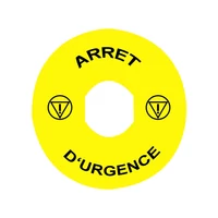 Schneider ZBY8130 jelölt címke Ø90 vészleállítóhoz - ARRET D'URGENCE/logo ISO13850