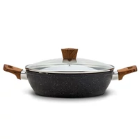 Nava 10-144-130 Nature tapadásmentes pecsenyesütő, kőbevonattal, hőálló fogantyú, üvegfedő, 28 cm