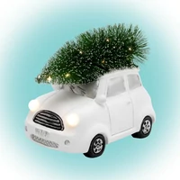 SOMOGYI Home KDCA 15 LED-es kerámia fehér autó figura, beltéri kivitel, 11 db LED