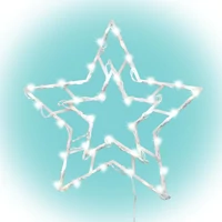 SOMOGYI Home KID503WW csillag ablakdísz, kül- és beltéri kivitel, 35 db melegfehér LED, 2 tapadókorong, fehér tápkábel, 33 x 28 cm