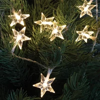 SOMOGYI Home MLC 10/CS mini LED-es csillag fényfüzér, 0,9 m / 10 db melegfehér LED, állófényű, átlátszó vezeték, elemes, beltéri kivitel