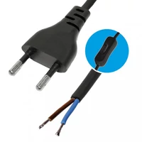 SOMOGYI Home N 2K-2/BK hálózati csatlakozókábel kapcsolóval, 2 m, H03VVH2-F 2x0,75 mm2 kábellel, egypólusú kapcsolóval, max.460W, fekete