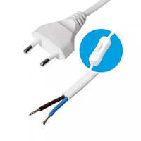 SOMOGYI Home N 2K-2/WH hálózati csatlakozókábel kapcsolóval, 2 m, H03VVH2-F 2x0,75 mm2 kábellel, egypólusú kapcsolóval, max.460W, fehér