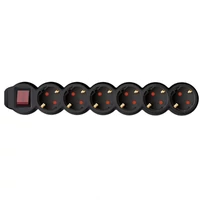 SOMOGYI Home NV 6K-3/BK/1,5 hálózati elosztó, 3 m, H05VV-F 3G1,5 mm2 kábel, kétpólusú kapcsoló, IP20 kivitel, 6 védőérintkezős aljzat, max. 3500W, fekete