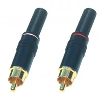 SOMOGYI Home RCA 11MF RCA dugó pár, fém, aranyozott, törésgátló, fehér és piros