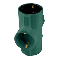 SOMOGYI Home TPF-26/GR hálózati elosztó, T-alakú, 3 földelt aljzat gyermekvédelemmel, max. 3680W, zöld