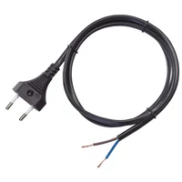 Tracon DVKE2X0.75 Csatlakozódugó (EURO) kábellel, fekete 2×0,75mm2, 2m, 2,5A, 250VAC, H05VVH 2-F, 600W