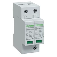 Tracon ESPD1+2-12.5-2P T1+T2 AC típusú túlfeszültséglevezető, cserélhető betéttel Uc:275V; Iimp:12,5kA; In:20kA; Imax:50kA; Up:1,3kV; 2P
