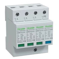 Tracon ESPD1+2-12.5-3+1P T1+T2 AC típusú túlfeszültséglevezető, cserélhető betéttel Uc:275V; Iimp:12,5kA; In:20/40kA; Imax:50kA; Up:1,3kV; 3+1P