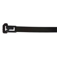 Tracon 261-NY Nyitható kábelkötegelő, fekete 250×7.6mm, D=10-65mm, PA 6.6