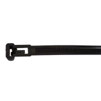 Tracon 351-NY Nyitható kábelkötegelő, fekete 350×8mm, D=10-100mm, PA 6.6