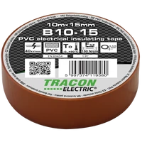 Tracon B10-15 Szigetelőszalag, barna 10m×15mm, PVC, 0-90°C, 40kV/mm