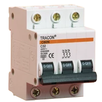 Tracon B60-25-3 Kismegszakító, 3 pólus, B karakterisztika 25A, 6kA