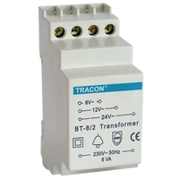 Tracon BT-8/2 Biztonsági (csengő) transzformátor 230V / 8-12-24V AC, max.8 VA