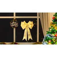 Tracon CHRBOG25WW LED karácsonyi masni, arany, elemes (X24028) Timer 6+18h,25LED, 3000K, 2xAA