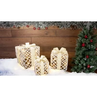 Tracon CHRGGSET60WW LED karácsonyi ajándékdoboz szett,fehér,arany,elemes(X24030) Timer 6+18h,10LED, 3000K, 3x2xAA