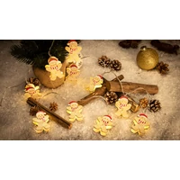 Tracon CHRSTGM10WW LED karácsonyi lánc, mézeskalács, fa, elemes (X24018) Timer 6+18h, 10LED, 3000K, 2xAA