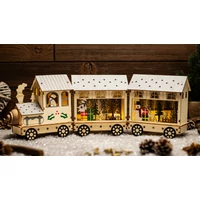 Tracon CHRTR10WW LED karácsonyi vonat, fa, fehér, elemes (X24019) Timer 6+18h, 10LED, 3000K, 2xAA