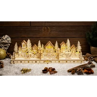 Tracon CHRVIL15WW LED karácsonyi falu, fa, elemes (X24006) Timer 6+18h, 15LED, 3000K, 2xAA