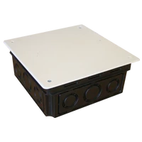 Tracon D150X150 Perforált kötődoboz süllyesztett, négyzetes, fekete 150(166)×65.3mm