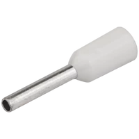 Tracon E050 Szigetelt (PA6.6) érvéghüvely, ónozott elektrolitréz, fehér 0,75mm2, L=14,6mm
