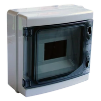 Tracon EDFKIP65-8/1 Falon kívüli elosztódoboz, átlátszó ajtóval, N/PE sínnel 1×8 mod, H×W×D=210×215×100mm, IP65, 660V AC, 1000 V DC