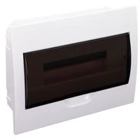 Tracon EDS-12/1 Süllyesztett elosztódoboz, füstszínű ajtóval, N/PE sínnel 1×12 modul, IP40, (H×W×D=200×256×66mm)