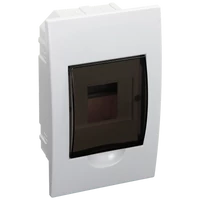 Tracon EDS-4/1 Süllyesztett elosztódoboz, füstszínű ajtóval, N/PE sínnel 1×4 modul, IP40, (H×W×D=200×112×66mm)