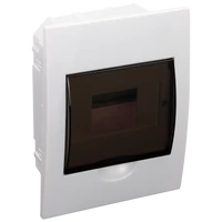 Tracon EDS-6/1 Süllyesztett elosztódoboz, füstszínű ajtóval, N/PE sínnel 1×6 modul, IP40, (H×W×D=200×150×66mm)