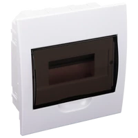 Tracon EDS-8/1 Süllyesztett elosztódoboz, füstszínű ajtóval, N/PE sínnel 1×8 modul, IP40, (H×W×D=200×186×66mm)