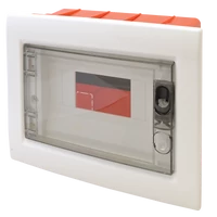 Tracon EDSS-8/1 Süllyesztett elosztódoboz, füstszínű-sík ajtóval, NPE nélkül 1×8 (8) modul, IP40, (H×W×D=180×220×88mm)