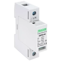 Tracon ESPD2-40-1P T2 AC típusú túlfeszültség levezető, cserélhető betéttel Uc:275V; In:20kA; Imax:40kA; Up:1,3kV; 1P