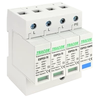 Tracon ESPD2-70-3+1P T2 AC típusú túlfeszültség levezető, cserélhető betéttel Uc:275/255V; In:40kA; Imax:70kA; Up:1,7/1,5kV; 3+1P