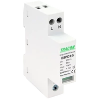 Tracon ESPD3-5-2P T3 AC típusú túlfeszültség levezető, egybeépített Uc:275V; In:5kA; Uoc:10kV; Up:1,2kV; 2P