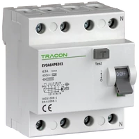 Tracon EVOAG4P10003 Áram-védőkapcsoló, 4 pólusú 100A, 30mA, 10kA, A