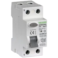 Tracon EVOB2P2503 Áram-védőkapcsoló, 2 pólusú 25A, 30mA, 10kA, B