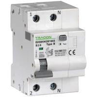 Tracon EVOBKM2B1303 Kombinált védőkapcsoló, 2P, 3modul, B karakterisztika B13A, 30 mA, 6kA, B