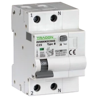 Tracon EVOBKM2C3203 Kombinált védőkapcsoló, 2P, 3modul, C karakterisztika C32A, 30 mA, 6kA, C