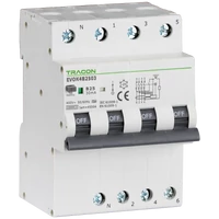 Tracon EVOK4B2003 Kombinált védőkapcsoló, 4P, 4modul, B karakterisztika B20A, 30 mA, 10kA, A