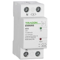 Tracon EVOUO2P63 Aut. visszakapcsoló fesz. növekedési/csökkenési relé AC230V,2P,63AU>:265V,U<:175V, Uon:2s, Trip:1s, Res:30s