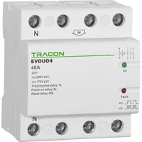 Tracon EVOUO4 Aut. visszakapcsoló fesz. növekedési/csökkenési relé AC230V,4P,40AU>:265V,U<:175V, Uon:2s, Trip:1s, Res:30s