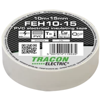 Tracon FEH10-15 Szigetelőszalag, fehér 10m×15mm, PVC, 0-90°C, 40kV/mm