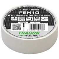 Tracon FEH10 Szigetelőszalag, fehér 10m×18mm, PVC, 0-90°C, 40kV/mm