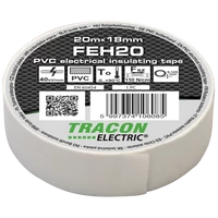 Tracon FEH20 Szigetelőszalag, fehér 20m×18mm, PVC, 0-90°C, 40kV/mm